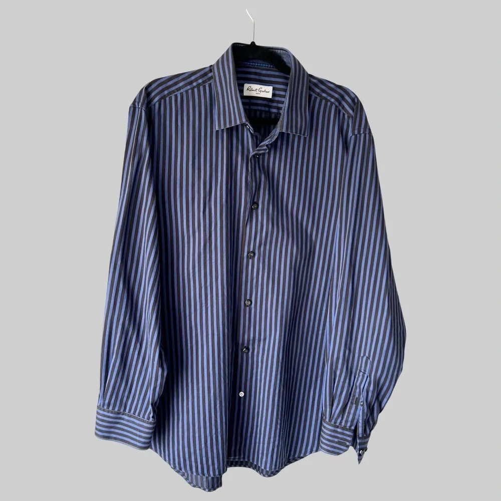 Robert Graham Striped Embroidery Cotton Shirt